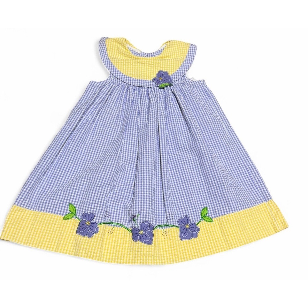 Sophie Rose Girls Dress Size 5 Purple Gingham Floral Seersucker Spring Sundress